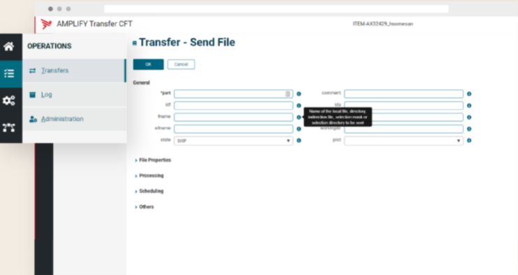 screenshot of Axway Managed File Transfer